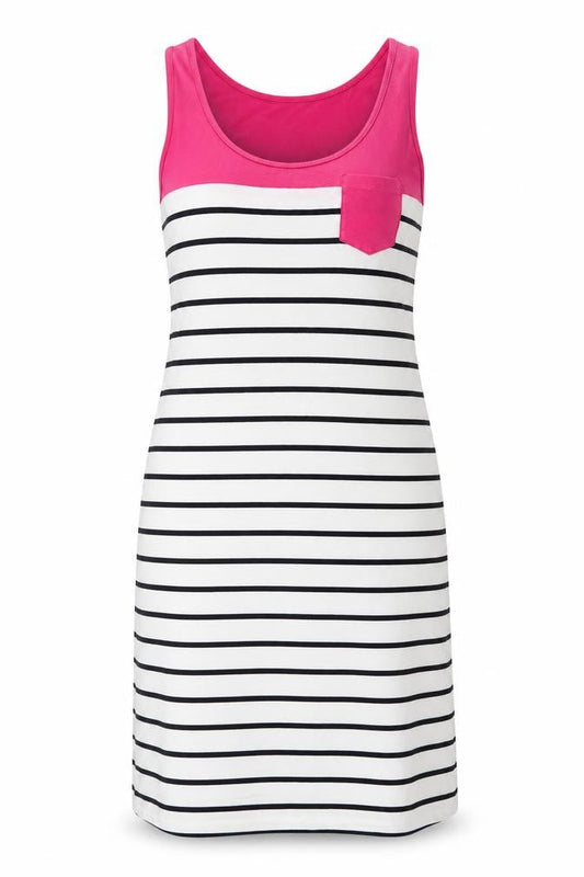 Crew Clothing Women’s Pink White Black Striped Tank Dress Size 6