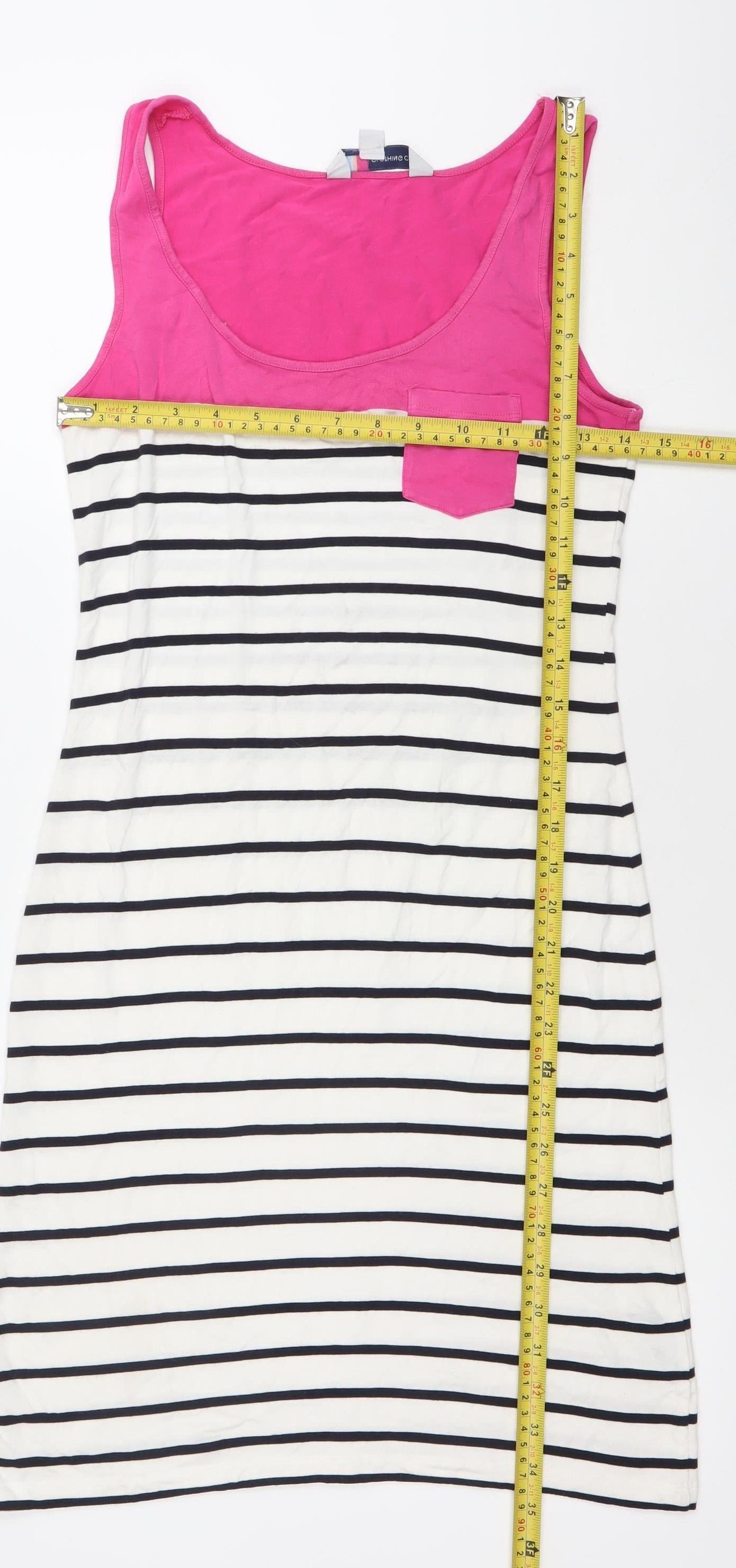 Crew Clothing Women’s Pink White Black Striped Tank Dress Size 6