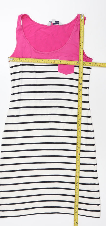 Crew Clothing Women’s Pink White Black Striped Tank Dress Size 6