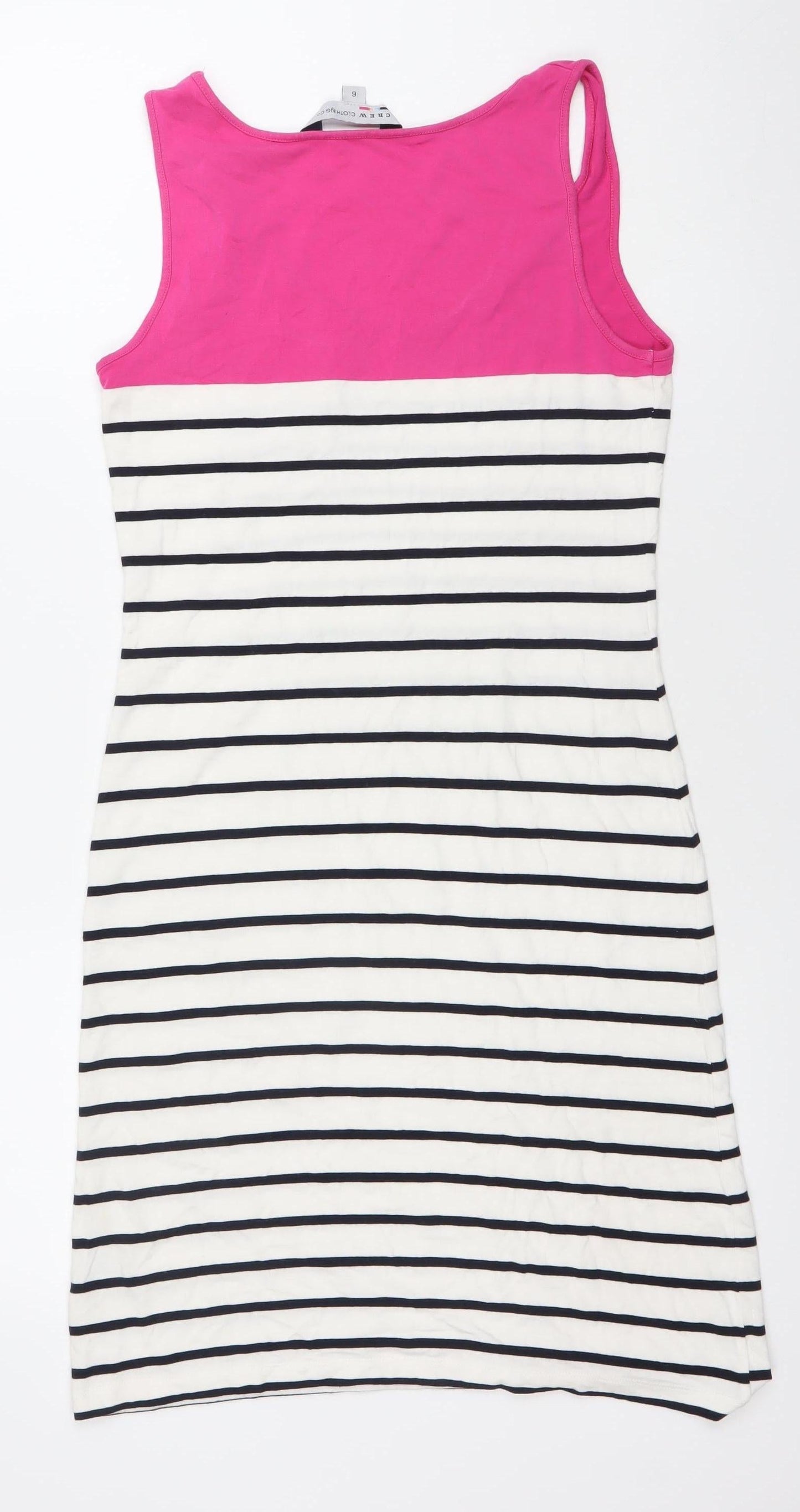 Crew Clothing Women’s Pink White Black Striped Tank Dress Size 6