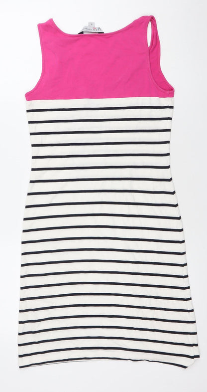 Crew Clothing Women’s Pink White Black Striped Tank Dress Size 6