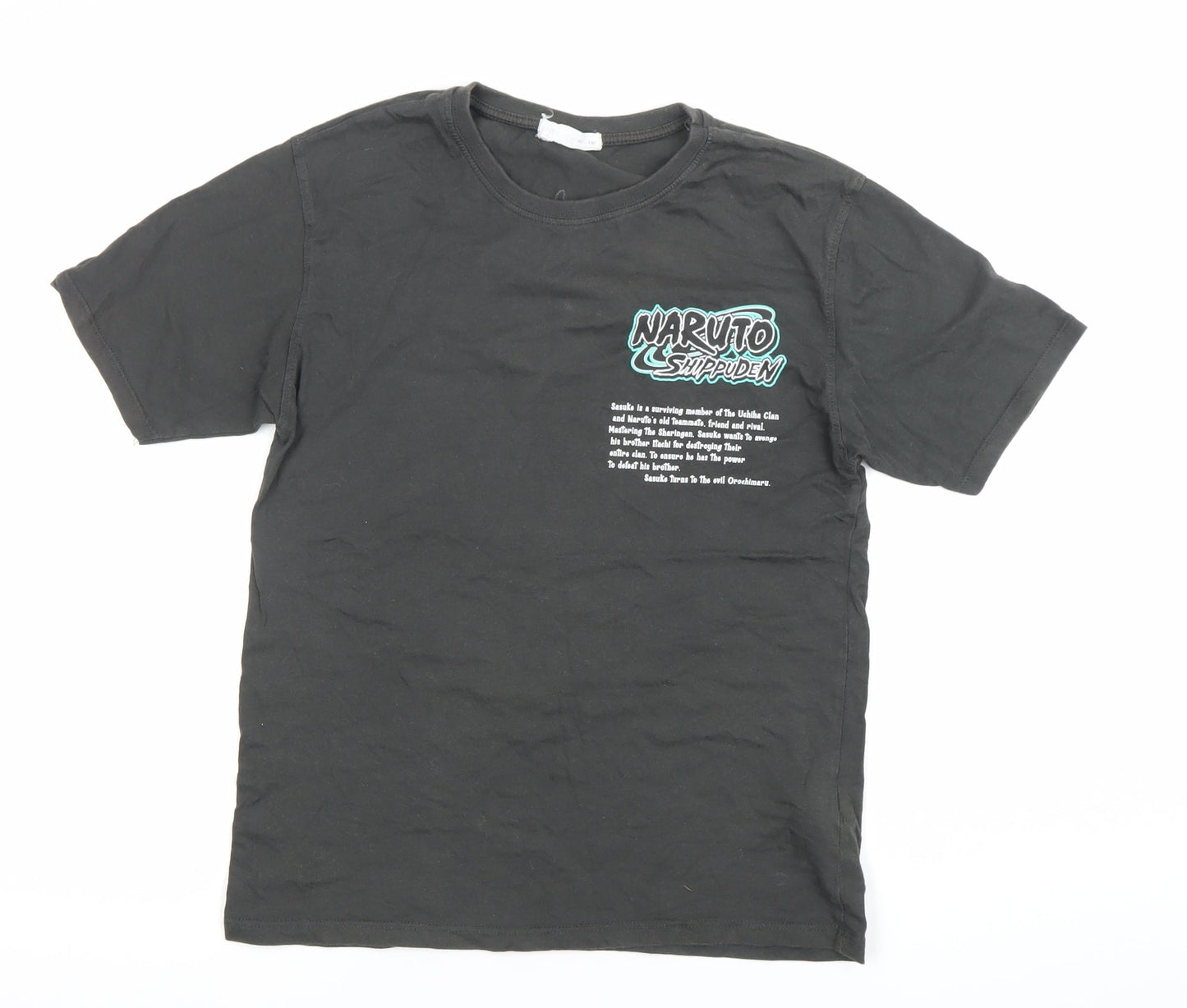 Naruto Boys Black 10 Years Sasuke Anime Graphic Cotton T-Shirt