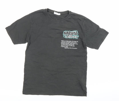 Naruto Boys Black 10 Years Sasuke Anime Graphic Cotton T-Shirt