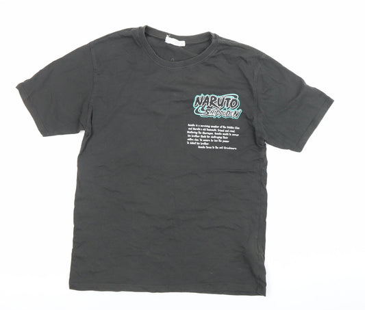 Naruto Boys Black 10 Years Sasuke Anime Graphic Cotton T-Shirt