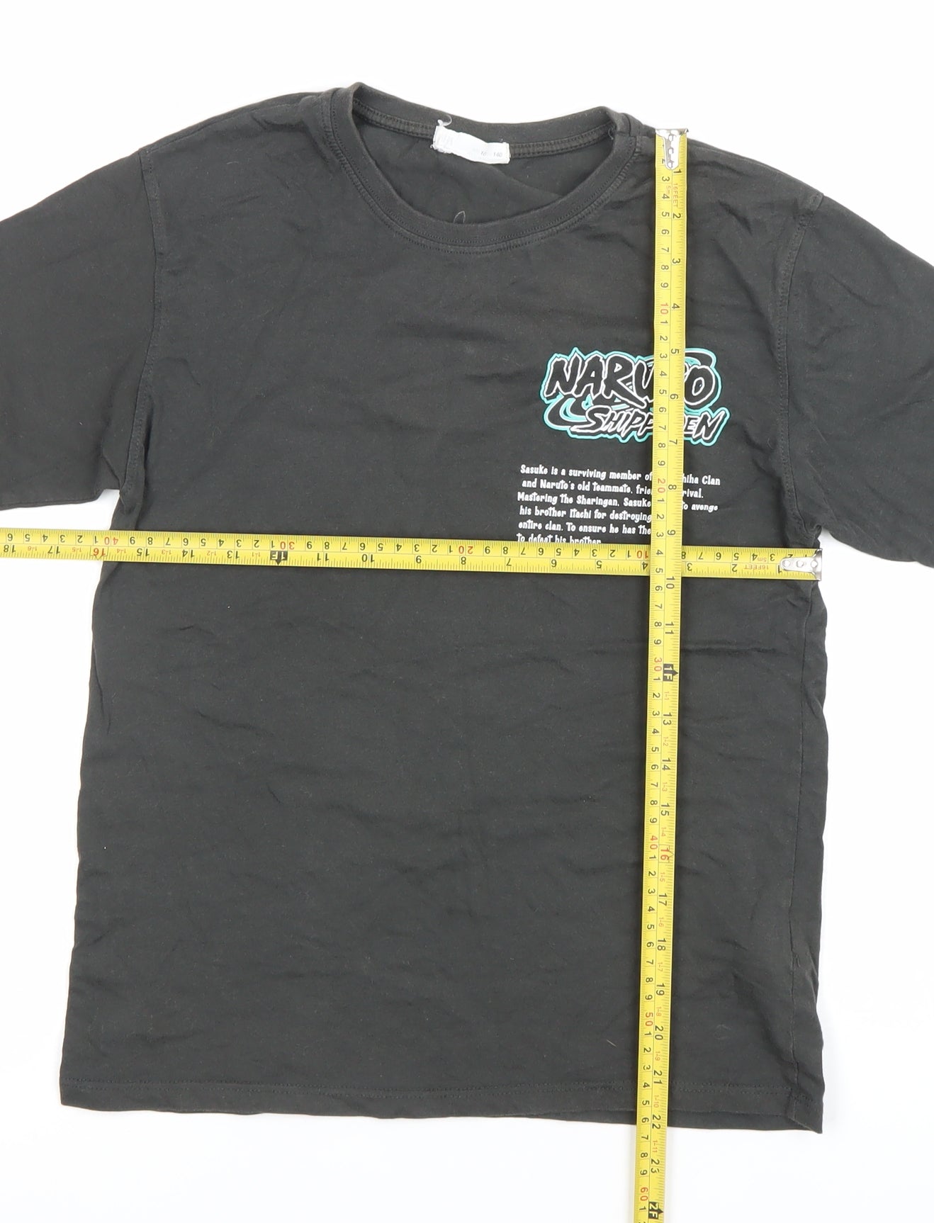 Naruto Boys Black 10 Years Sasuke Anime Graphic Cotton T-Shirt