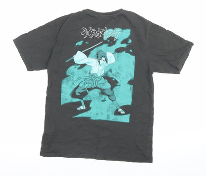 Naruto Boys Black 10 Years Sasuke Anime Graphic Cotton T-Shirt
