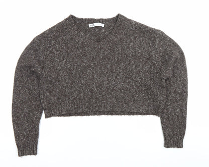 Womens UK Size 8 Zara Brown Pullover Jumper