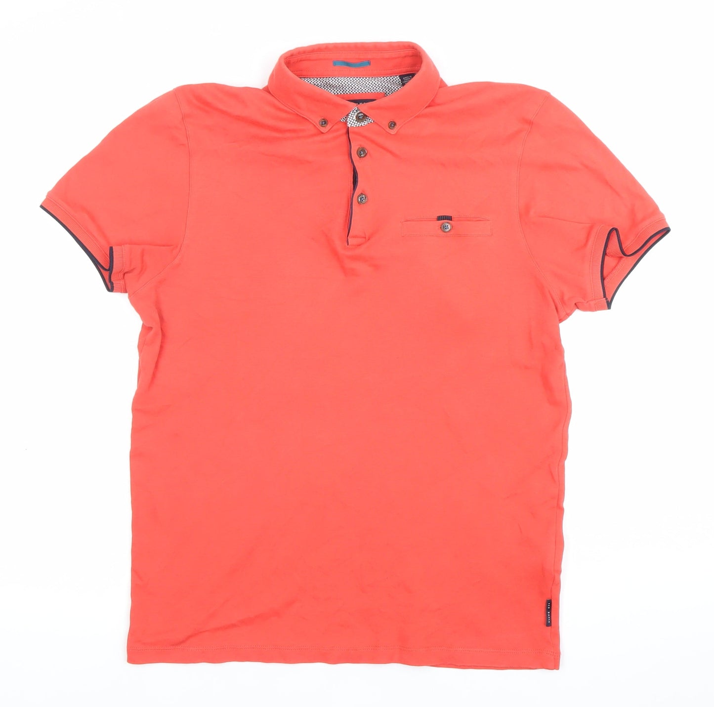 Ted Baker Men’s Red Cotton Polo Shirt Size M Button-Down Collar