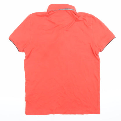 Ted Baker Men’s Red Cotton Polo Shirt Size M Button-Down Collar