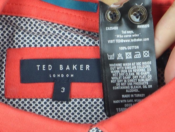Ted Baker Men’s Red Cotton Polo Shirt Size M Button-Down Collar