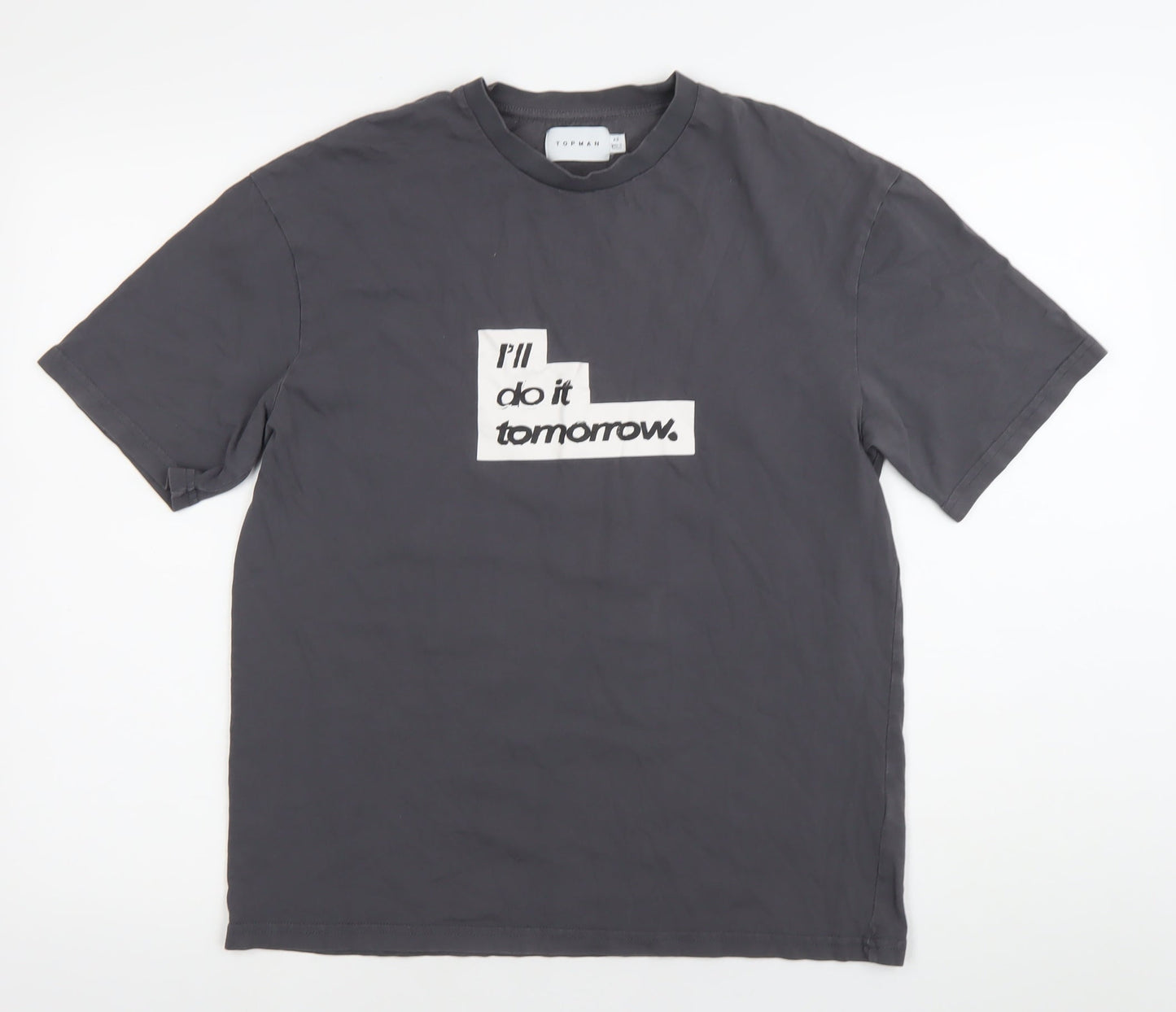 Topman Men’s Grey XS Graphic Crew Neck Short Sleeve T-Shirt