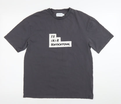 Topman Men’s Grey XS Graphic Crew Neck Short Sleeve T-Shirt