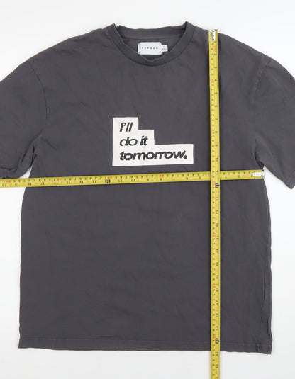 Topman Men’s Grey XS Graphic Crew Neck Short Sleeve T-Shirt