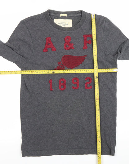 Abercrombie & Fitch Mens Grey M Pullover Sweatshirt Logo Embroidered