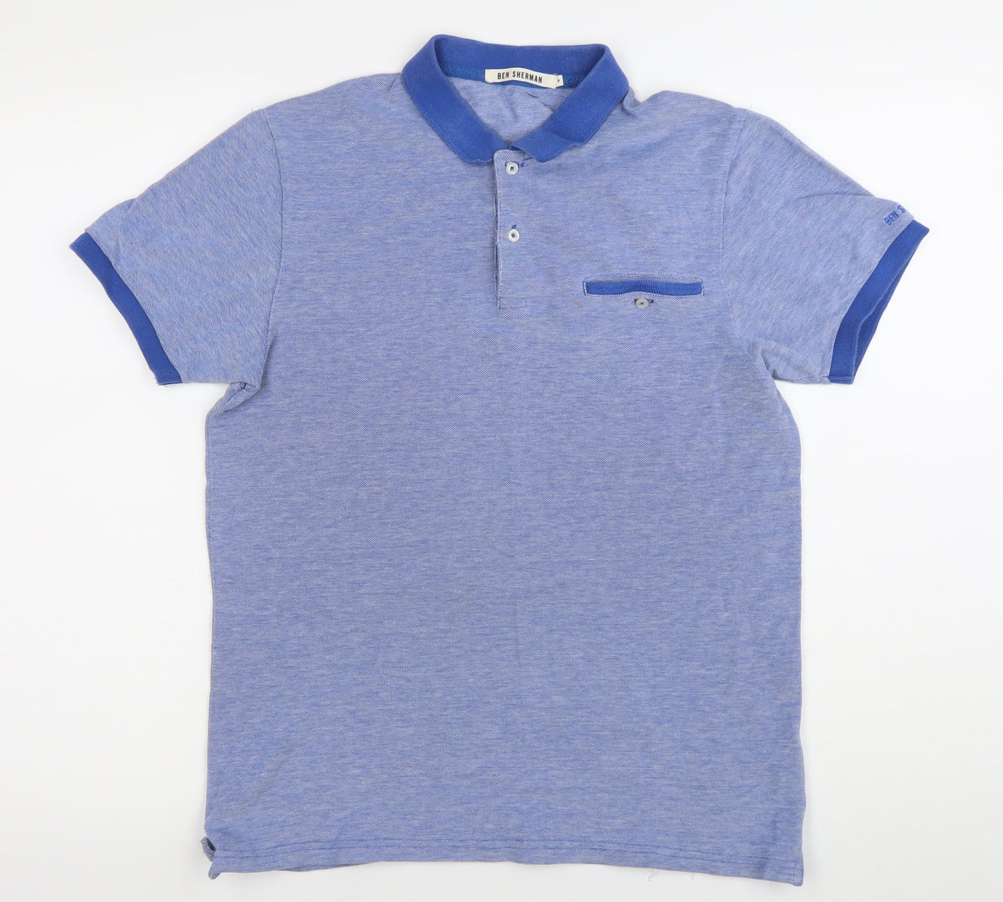 Ben Sherman Men’s Blue Polo Shirt M Regular Fit Cotton