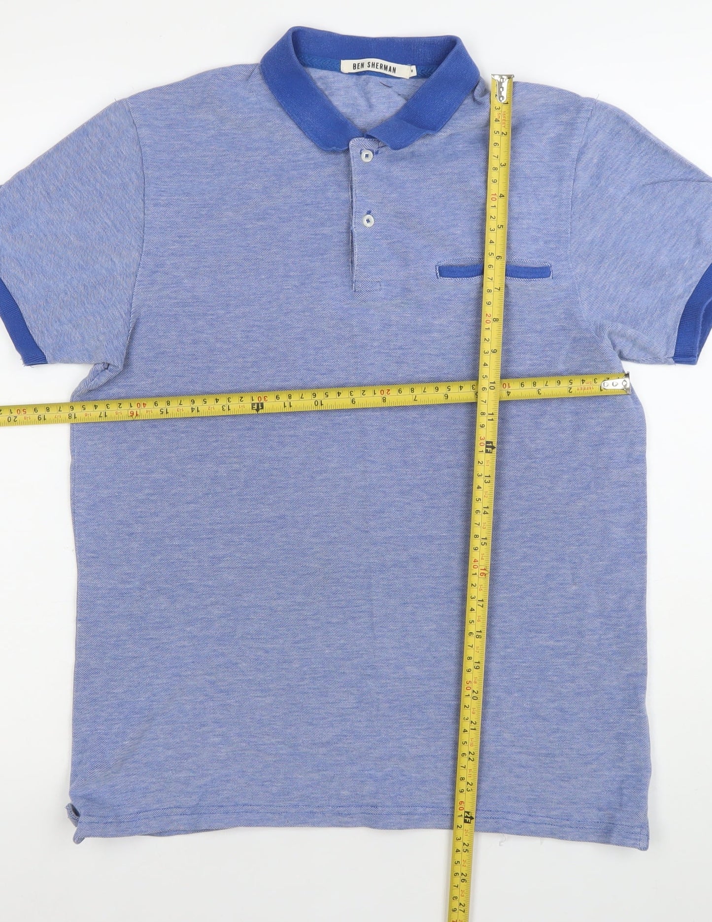 Ben Sherman Men’s Blue Polo Shirt M Regular Fit Cotton
