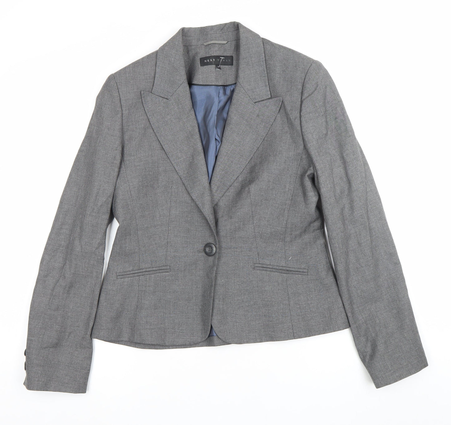 Next Women Grey Size 12 Classic Single-Breasted Suit Jacket