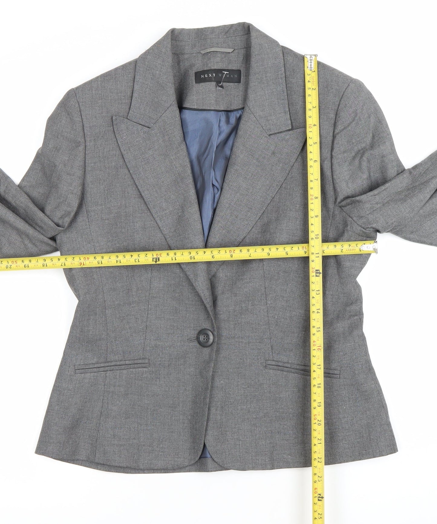 Next Women Grey Size 12 Classic Single-Breasted Suit Jacket
