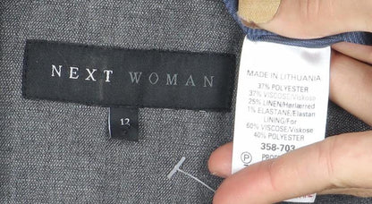 Next Women Grey Size 12 Classic Single-Breasted Suit Jacket