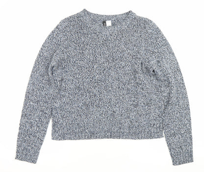 H&M Divided Women’s Blue Knit Pullover Jumper Size S Regular Fit