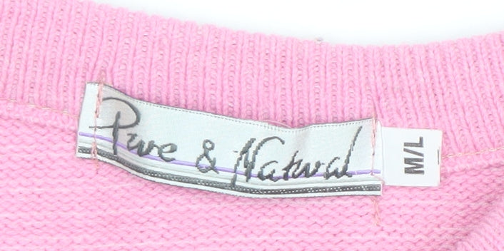 Womens UK Size M Pure & Natural Pink Pullover Jumper