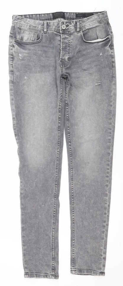 Denim Co. Mens Grey Skinny Slim Fit Jeans Size 36W 32L
