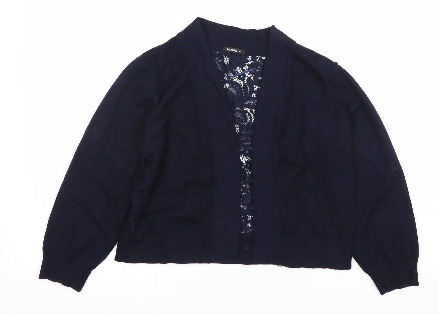 Womens UK Size 12 Roman Blue Cardigan Jumper