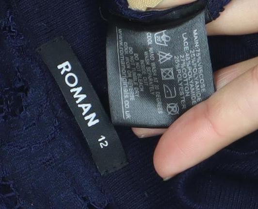 Womens UK Size 12 Roman Blue Cardigan Jumper