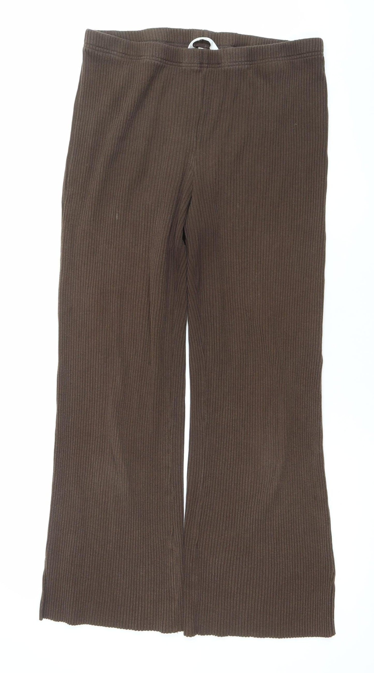 Womens UK Size L H&M Regular Fit Casual Travel Workwear Brown Trousers