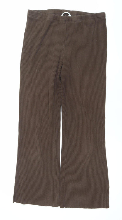 Womens UK Size L H&M Regular Fit Casual Travel Workwear Brown Trousers