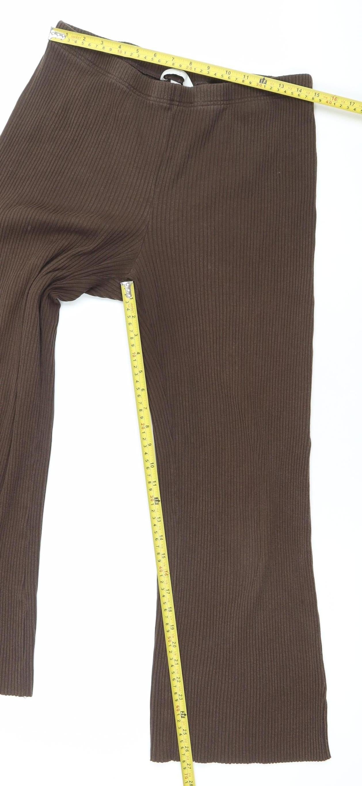 Womens UK Size L H&M Regular Fit Casual Travel Workwear Brown Trousers