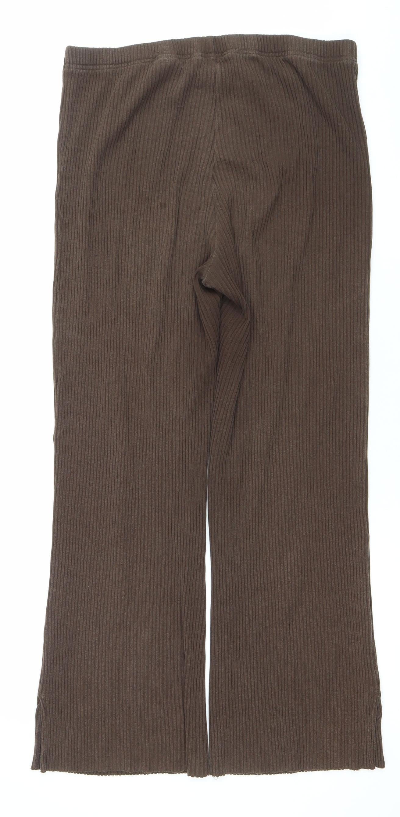 Womens UK Size L H&M Regular Fit Casual Travel Workwear Brown Trousers