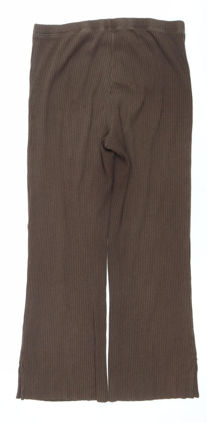 Womens UK Size L H&M Regular Fit Casual Travel Workwear Brown Trousers