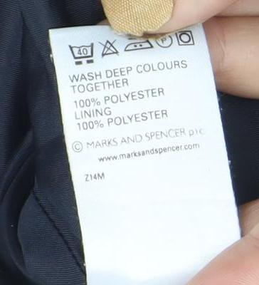 Marks and Spencer Women Blue Pinstripe Blazer Size 16 Classic Fit