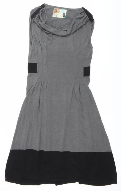 Betty Jackson Black Womens Grey Black Size 16 A-Line Knee Length Dress