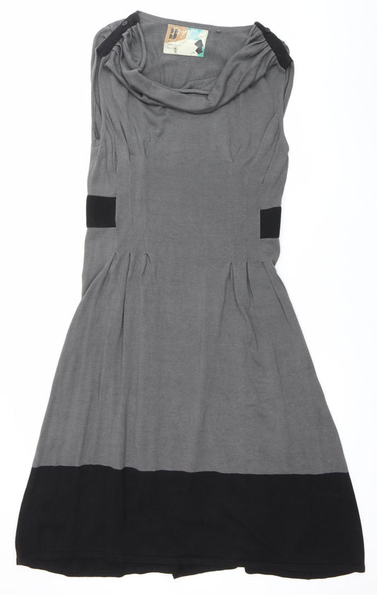 Betty Jackson Black Womens Grey Black Size 16 A-Line Knee Length Dress