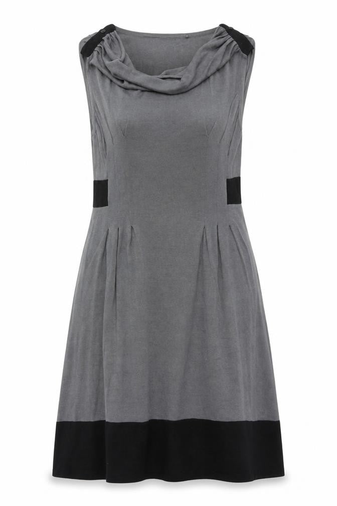 Front view of Betty Jackson Black women’s grey black, size UK 16, a-line knee length dress
