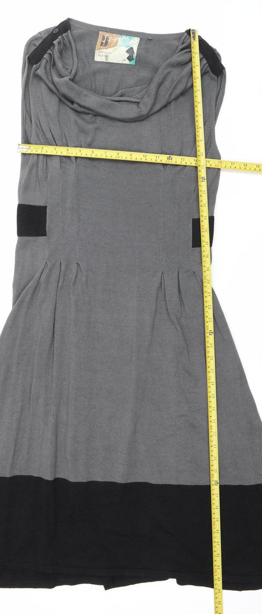 Betty Jackson Black Womens Grey Black Size 16 A-Line Knee Length Dress