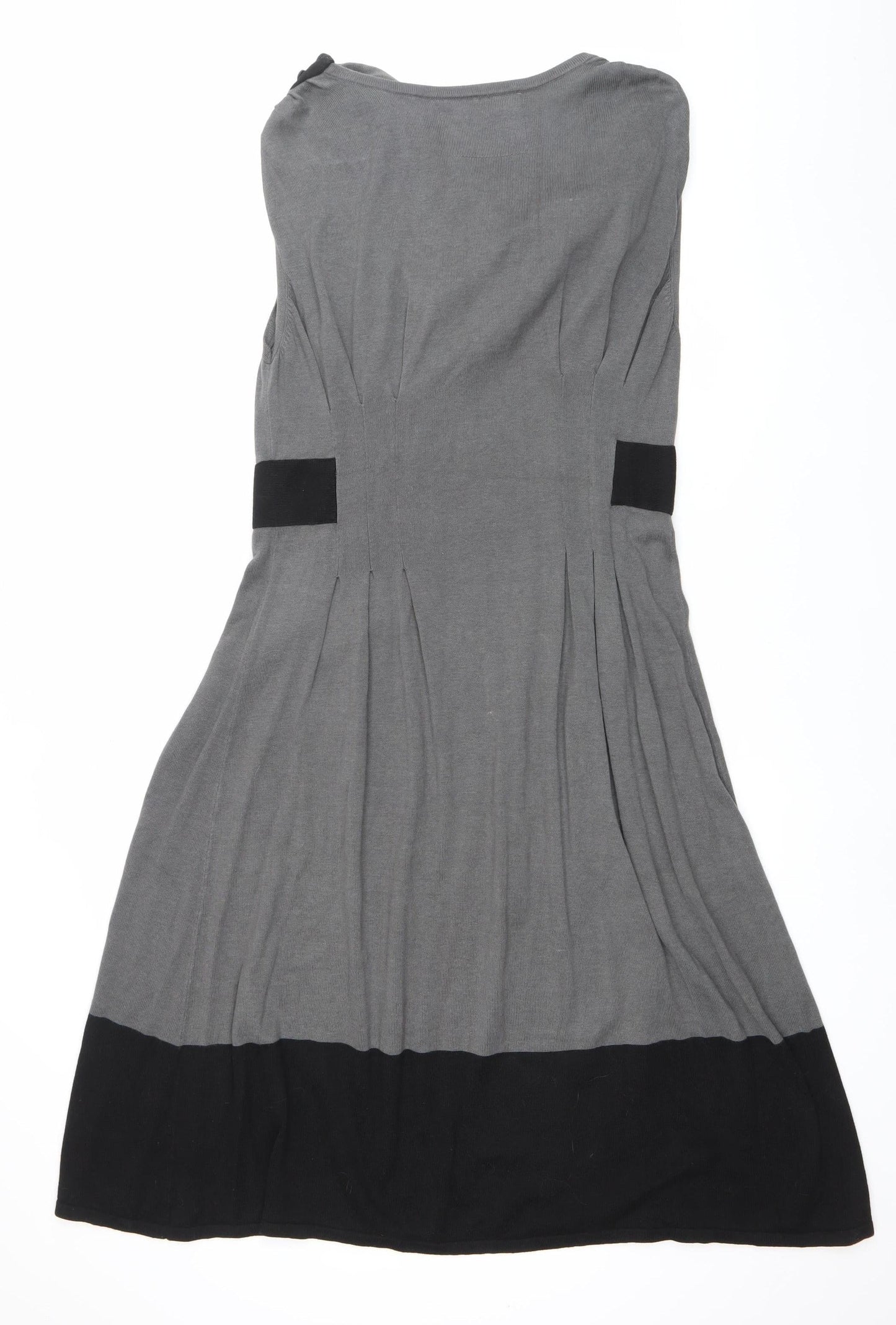 Betty Jackson Black Womens Grey Black Size 16 A-Line Knee Length Dress