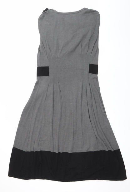 Betty Jackson Black Womens Grey Black Size 16 A-Line Knee Length Dress