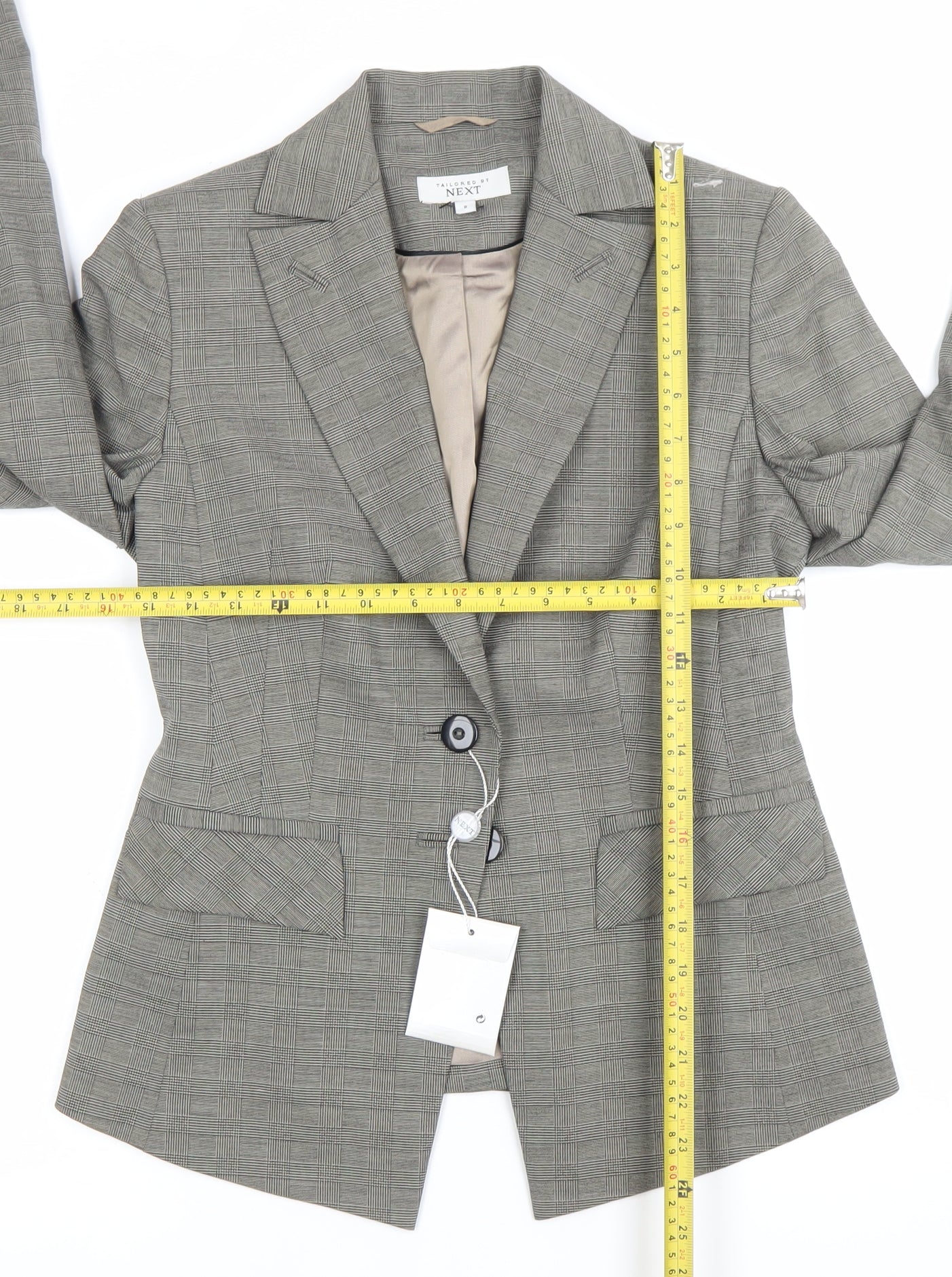 Next Women’s Grey Check Tailored Blazer Jacket Size 8 Workwear