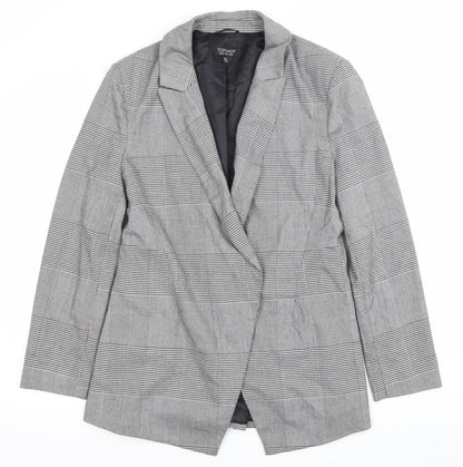 Topshop Women’s Grey Check Blazer Size 12 Single Breasted Jacket