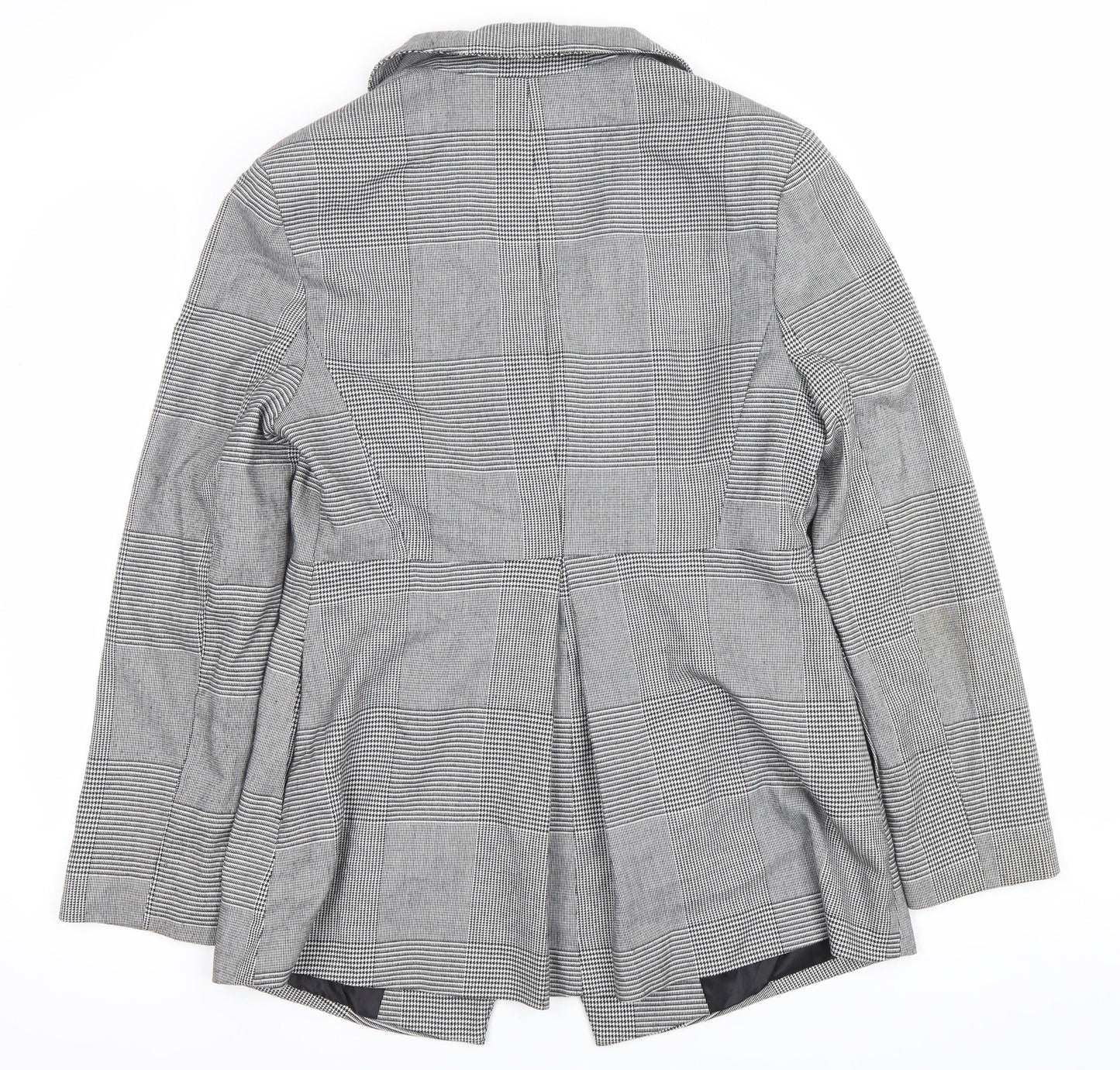 Topshop Women’s Grey Check Blazer Size 12 Single Breasted Jacket