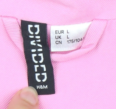 H&M Women Pink Double-Breasted Blazer Jacket L Notch Lapel Workwear