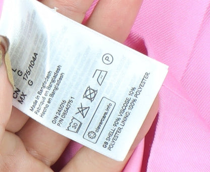 H&M Women Pink Double-Breasted Blazer Jacket L Notch Lapel Workwear