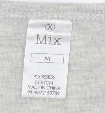 Mix Womens Grey Tank Top Medium Scoop Neck Graphic Summer Casual