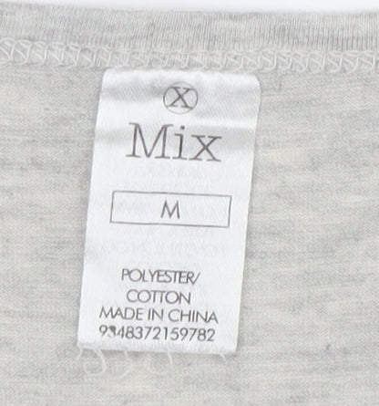 Mix Womens Grey Tank Top Medium Scoop Neck Graphic Summer Casual