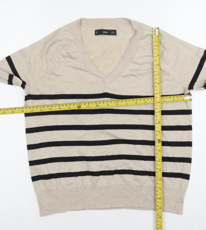 Womens UK Size S MNG Beige Basic T-Shirt