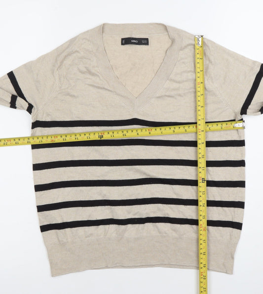 Womens UK Size S MNG Beige Basic T-Shirt