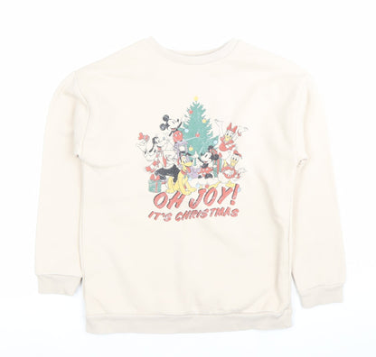 Disney at George Girls Beige Christmas Mickey Sweatshirt 9-10Y Pullover